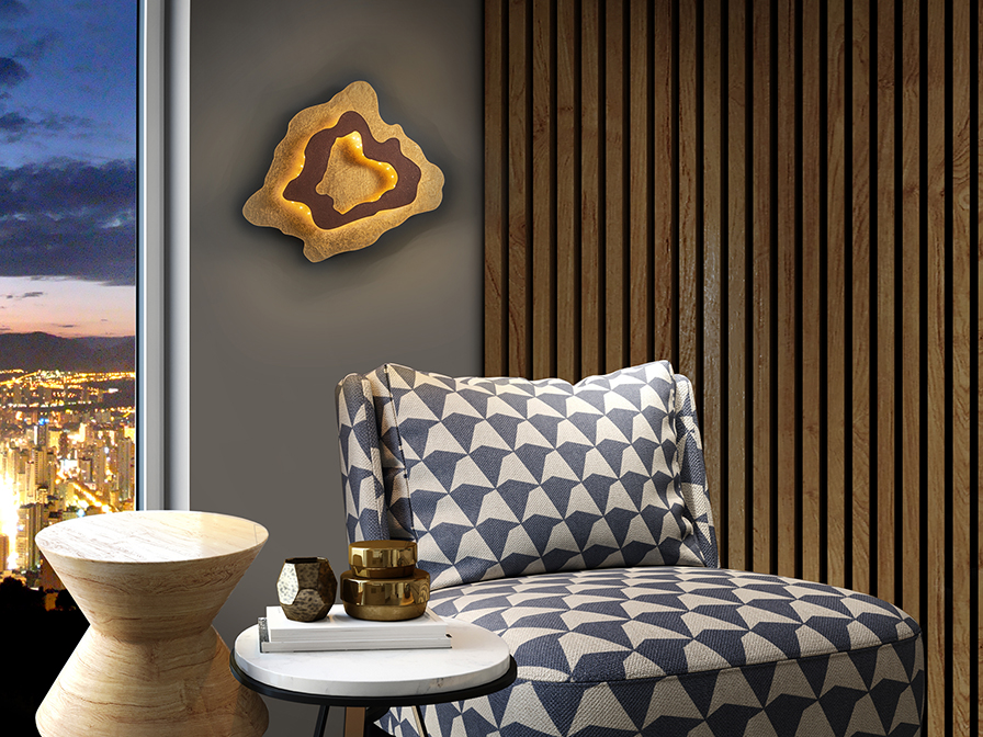 Schuller Lighting Wall lamps Halo 162272  ·HALO· WALL LAMP, OXIDE/GOLD LEAF