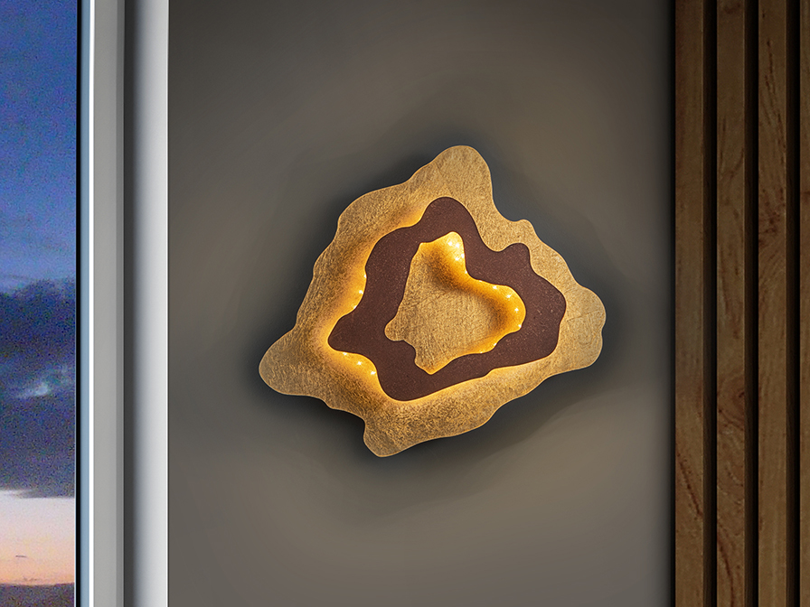 Schuller Lighting Wall lamps Halo 162272  ·HALO· WALL LAMP, OXIDE/GOLD LEAF