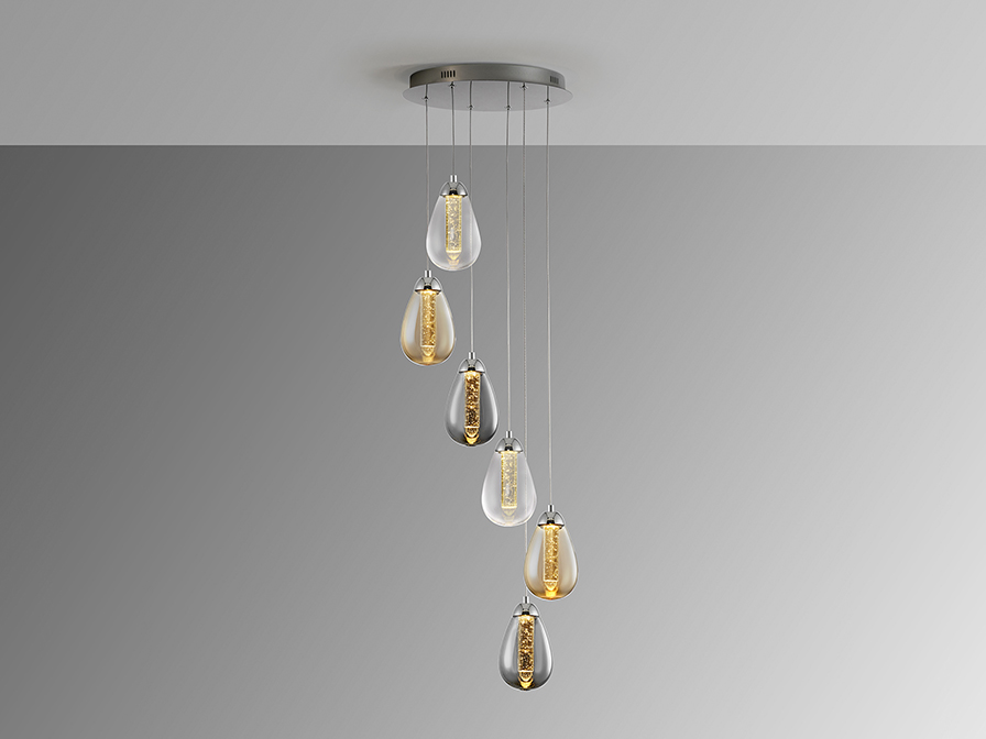 Schuller Lighting Pendants Taccia 394834  ·TACCIA· LAMP 6L,CHROME/COLOUR