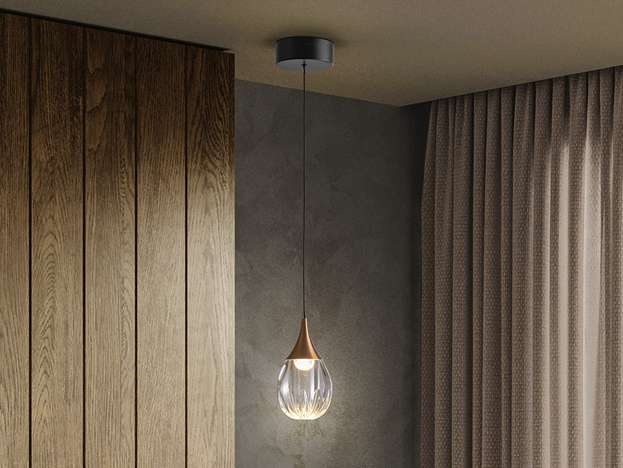 Schuller  1 Light Pendants Corina 403467  CORINA - LAMP 1L BLACK-COPPER