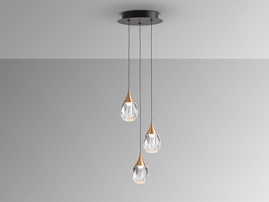 Schuller  Pendants Corina 403658  CORINA - LAMP 3L BLACK-COPPER
