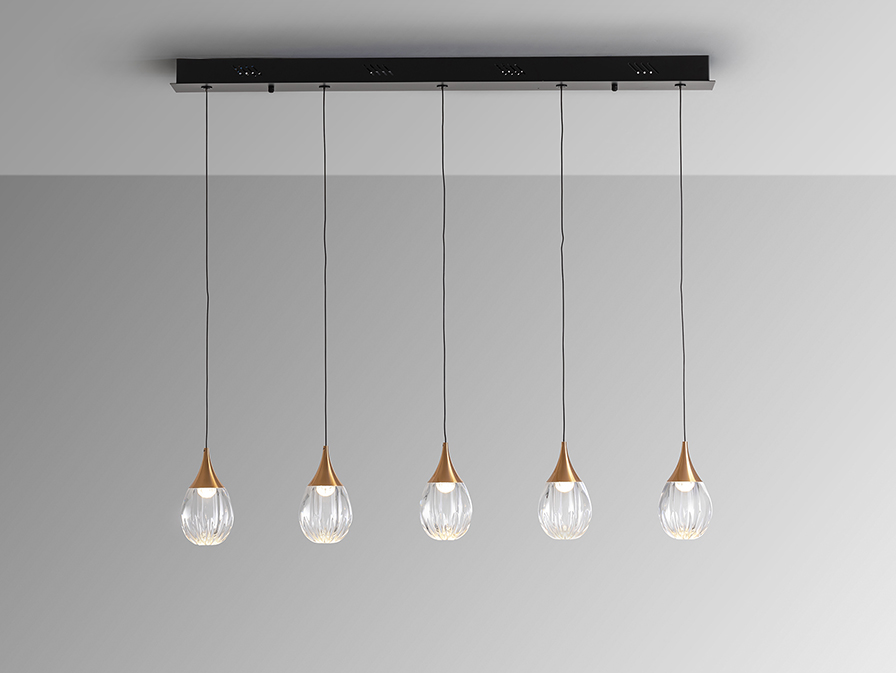Schuller  Pendants Corina 403726  CORINA - LAMP 5L BLACK-COPPER