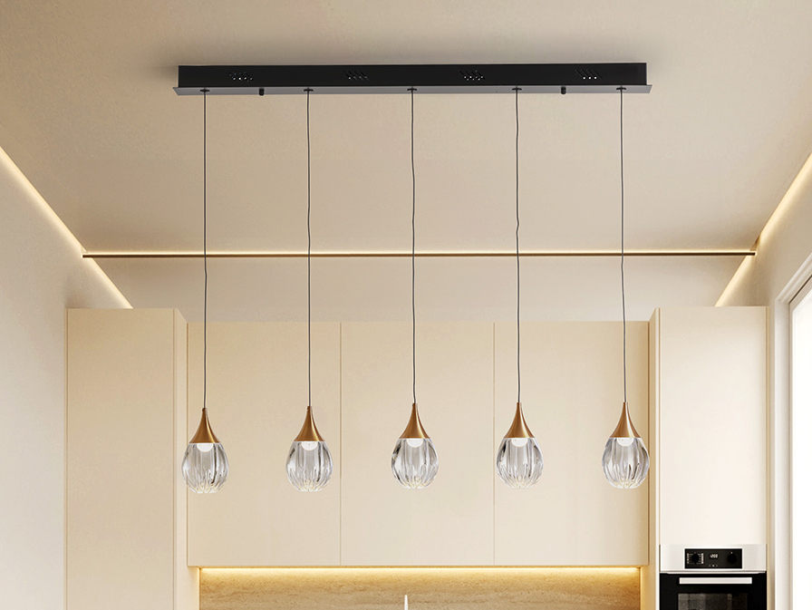Schuller  Pendants Corina 403726  CORINA - LAMP 5L BLACK-COPPER