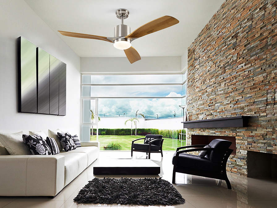 Schuller Lighting Ceiling fans Ø 132 cm Anemos 427166D  ·ANEMOS· FAN, NICKEL/CHERRY DIMMABLE