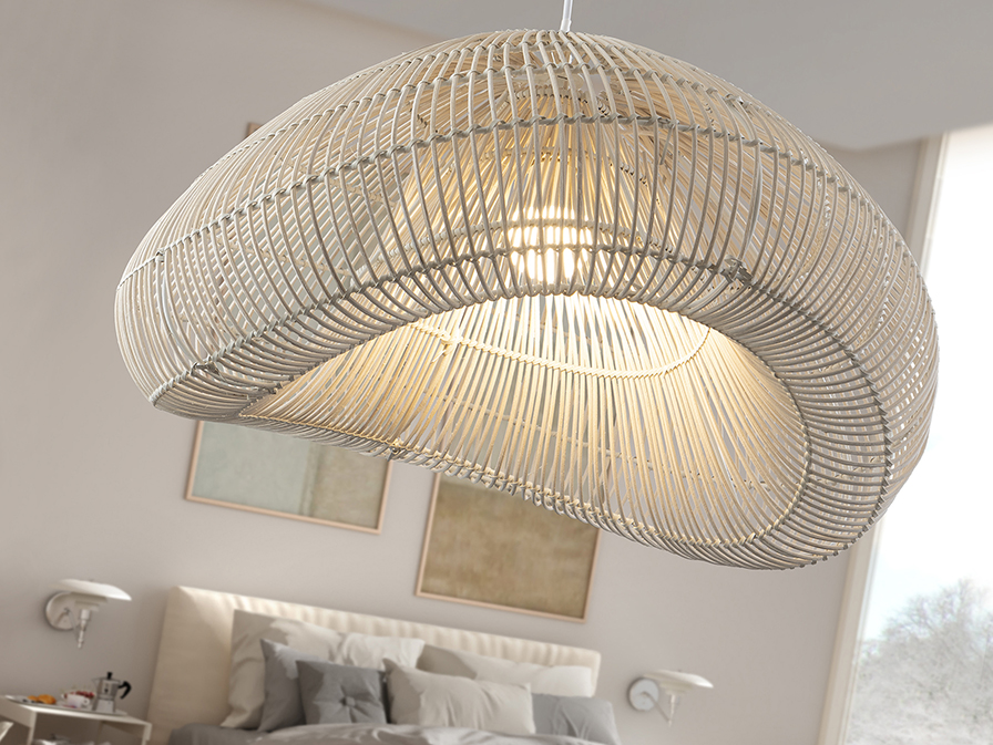 Schuller Lighting 1 Light Pendants Sabah 567592  SABAH - LAMP WHITE RATTAN